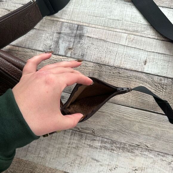 Vintage Libaire Brown Pebble Leather Unisex Waist Belt Bag Fanny Pack One Size - Picture 6 of 9